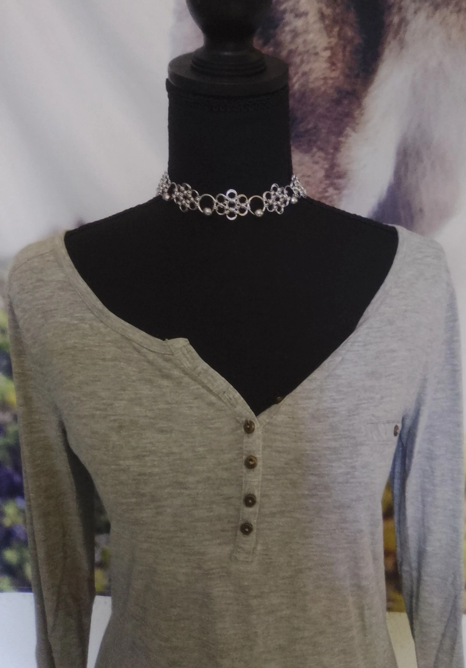 Collar choker "flores" de cadena japonesa – photo 2